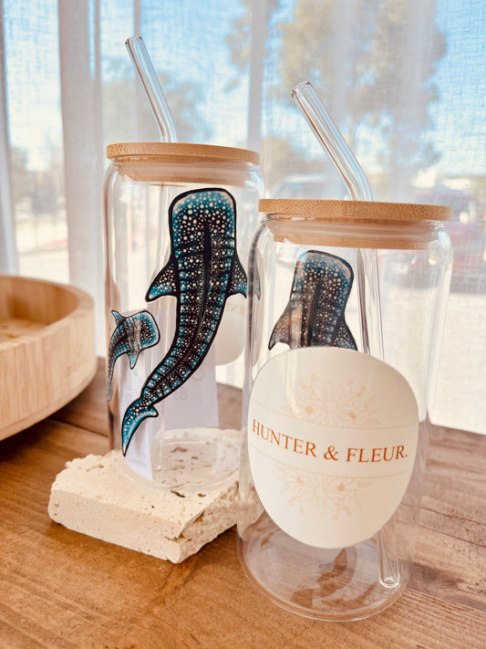 Coastal Embers x Hunter & Fleur collab : Whaleshark Glass Tumbler