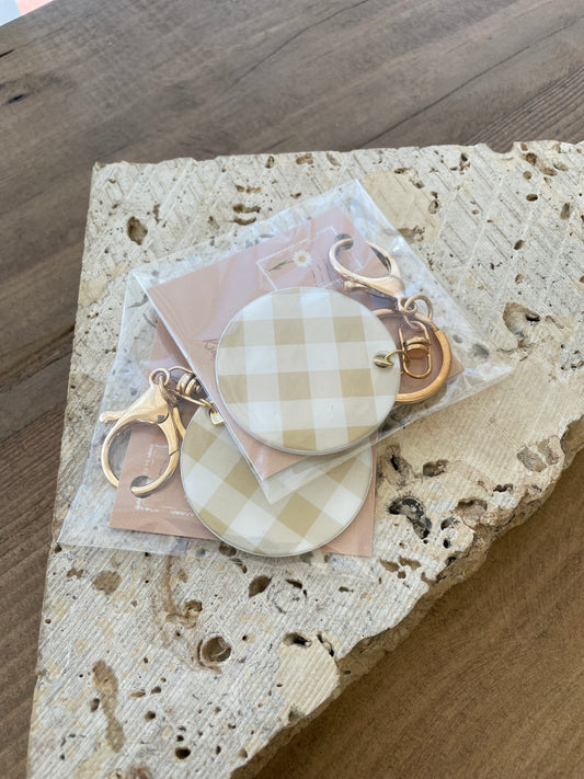 KRAFT CREACIONS - Acrylic Keytag : Green Gingham, Orange Flower Gingham, Purple Flower Gingham